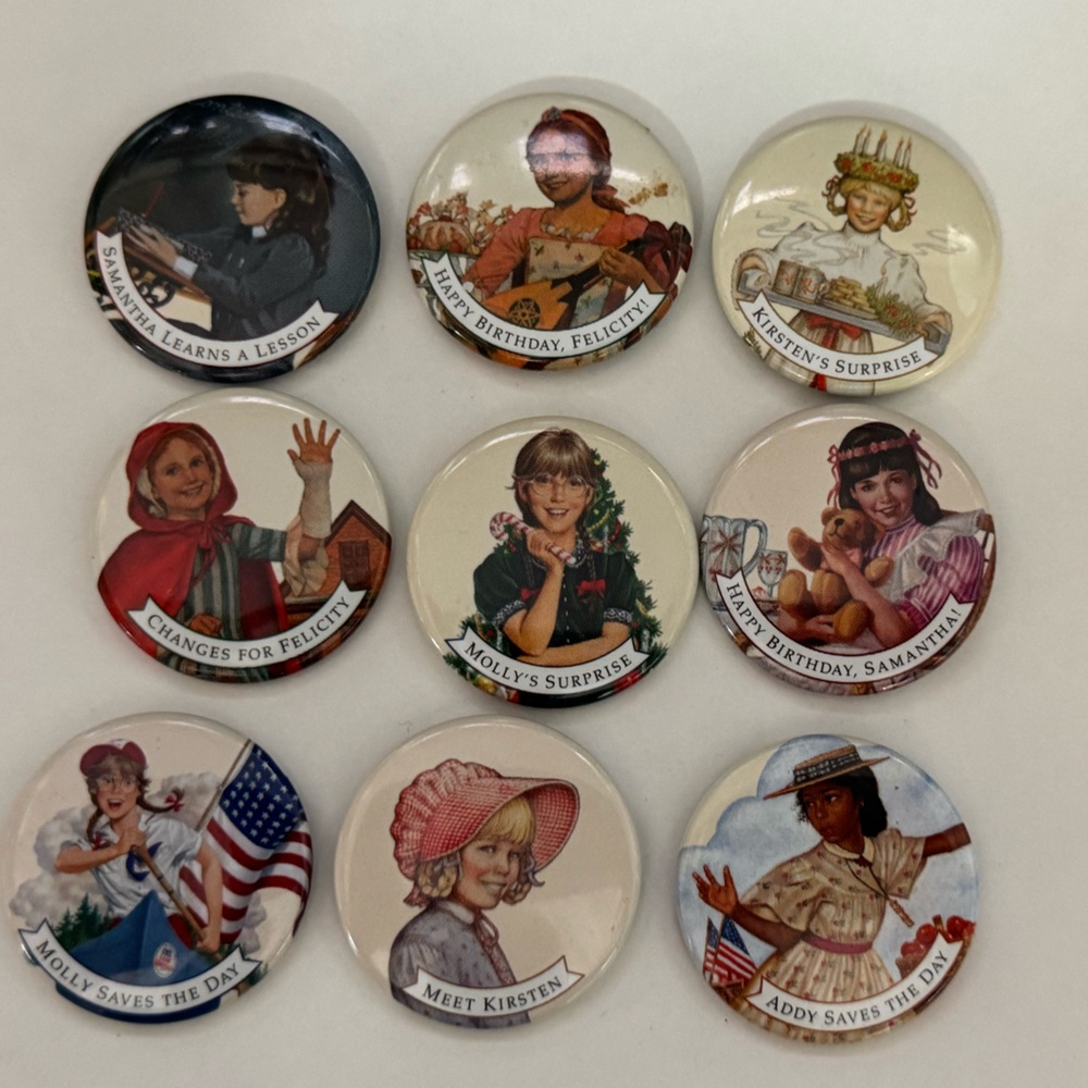 Set of 9 Vintage American Girl Pins